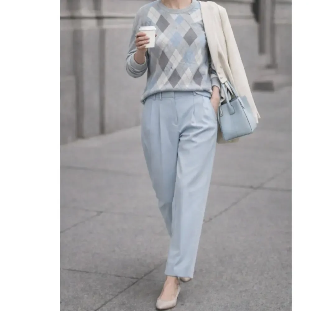 100% Cotton Neutral Crewneck Sweater Minimalist Y2K